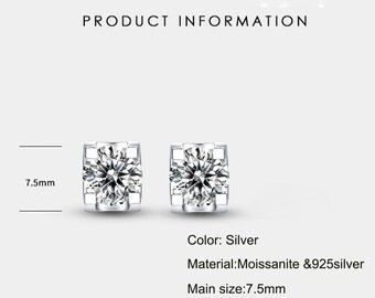 Moissanite Stud Earrings, Certified Moissanite With 18K Gold Studs, Created Diamond Earrings, BullHead, GRA Certification Included