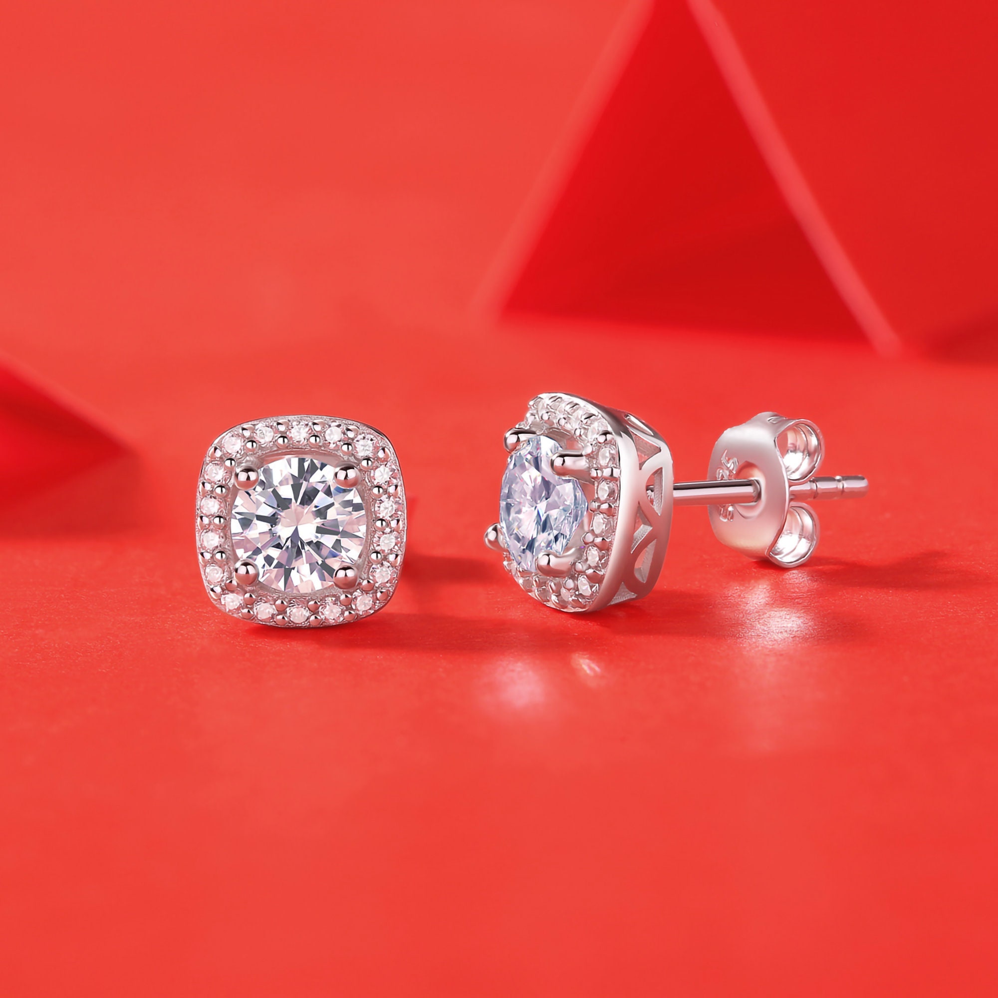 Moissanite Stud Earrings Certified Moissanite With 18K Gold - Etsy