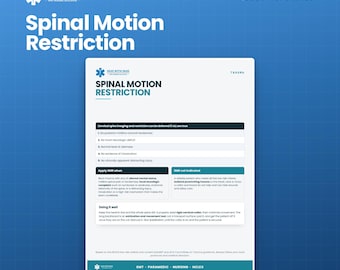 Spinal Motion Restriction Chart | NEXUS C-Spine Clearance Criteria | EMS Paramedic Nursing Study | Instant PDF