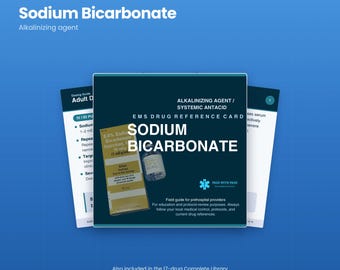 Sodium Bicarbonate EMS Drug Guide | Paramedic and EMT Medication Reference, 10 Pages | NREMT Pharmacology Study Guide | Instant Download