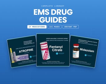 EMS Drug Guides | 17 Paramedic and EMT Medication References, 221 Pages | NREMT Pharmacology Study Guide | Instant Download