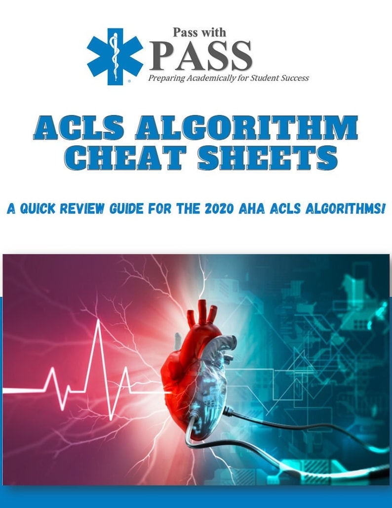 ACLS Algorithm Cheat Sheets based on AHA 2020 ACLS - Etsy Hong Kong