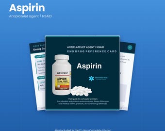 Aspirin EMS Drug Guide | Paramedic and EMT Medication Reference, 12 Pages | NREMT Pharmacology Study Guide | Instant Download