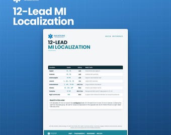 12-Lead ECG MI Localization Chart | Infarct Leads, Coronary Artery and Wall | Paramedic Nursing Study | Instant PDF