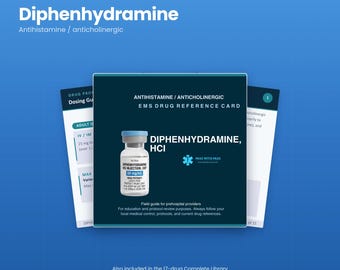 Diphenhydramine EMS Drug Guide | Paramedic and EMT Medication Reference, 15 Pages | NREMT Pharmacology Study Guide | Instant Download