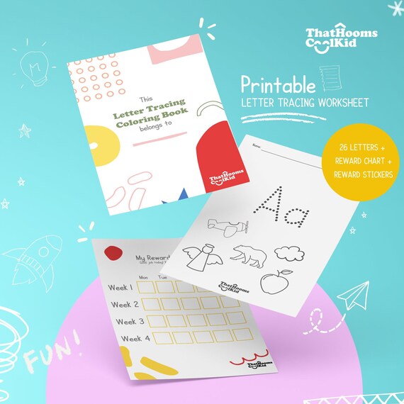 Printable Kindergarden Worksheets Letter Tracing Coloring | Etsy