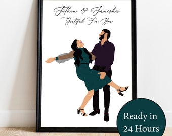 Custom Valentine's Day Gift, Couples Portrait, No Face Illustration From Photo, Valentine's Gifts for Him, Digital Portrait, Birthday Gift