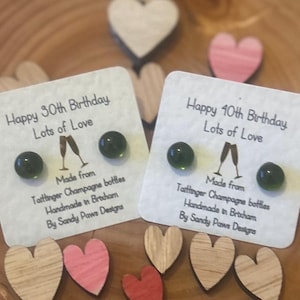 Champagne bottle earrings, Taittinger Champagne studs, Personalised Handmade jewellery