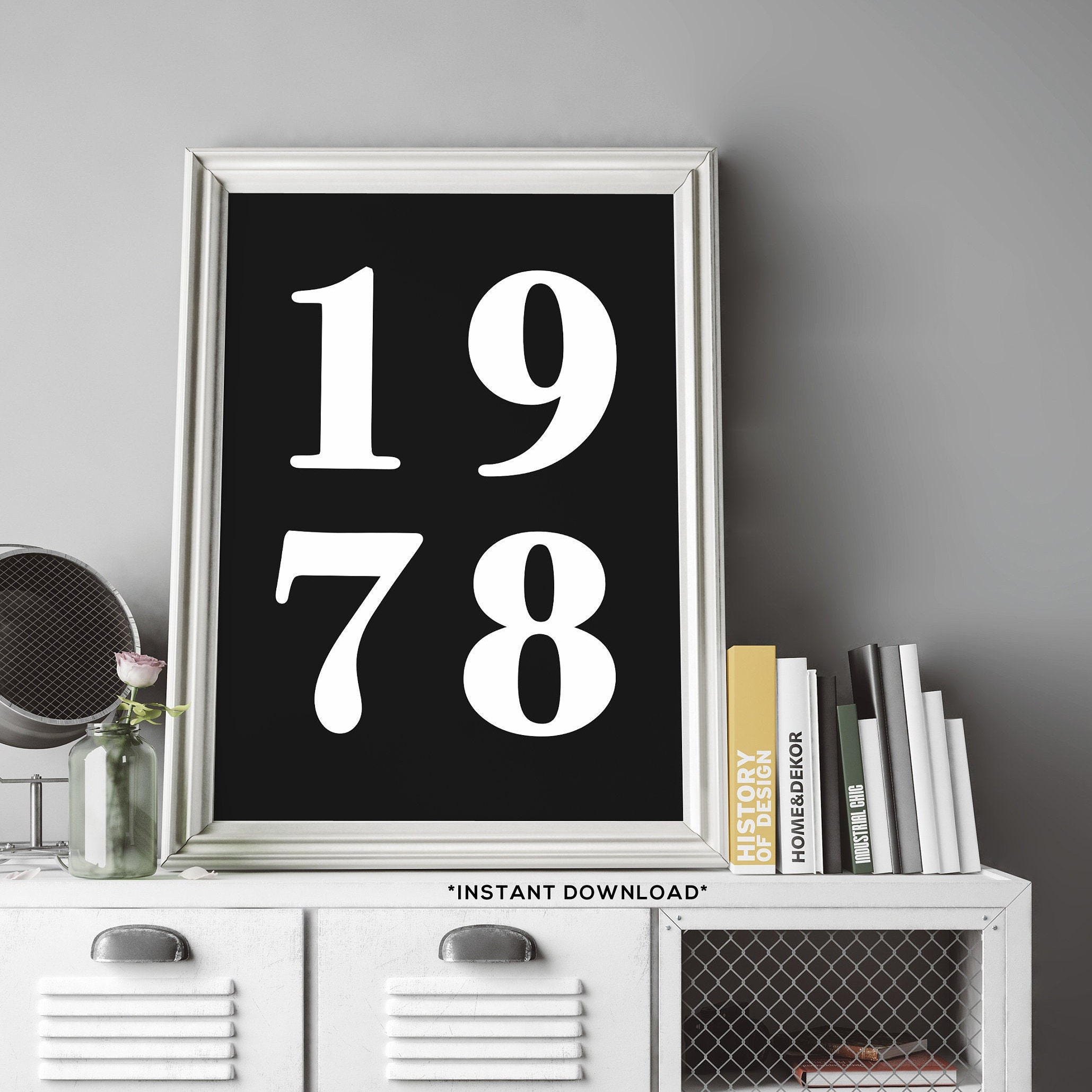 Printable Wall Art 1978 70's Printable Art Black &amp; - Etsy