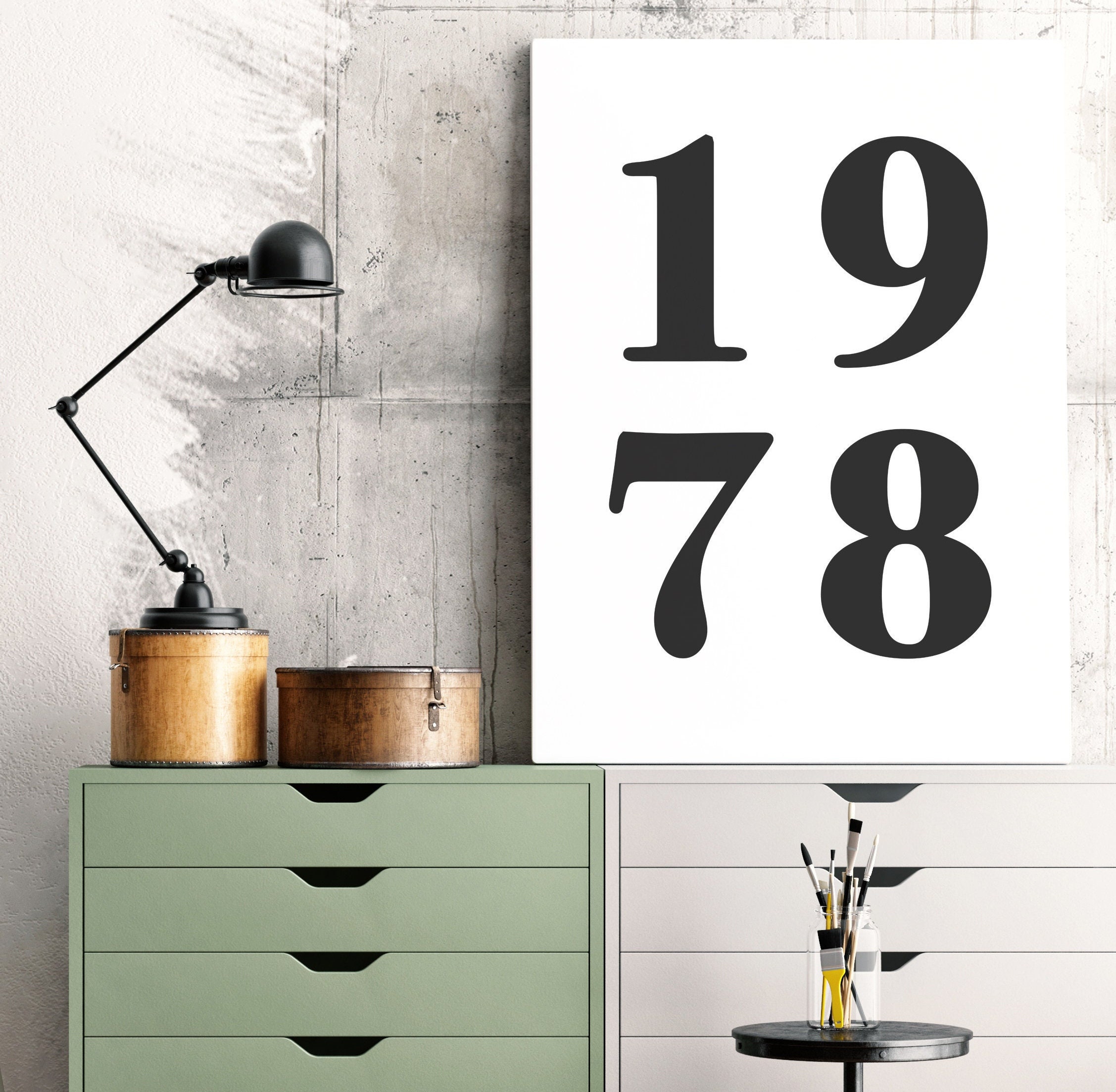 Printable Wall Art 1978 70's Printable Art Black &amp; - Etsy