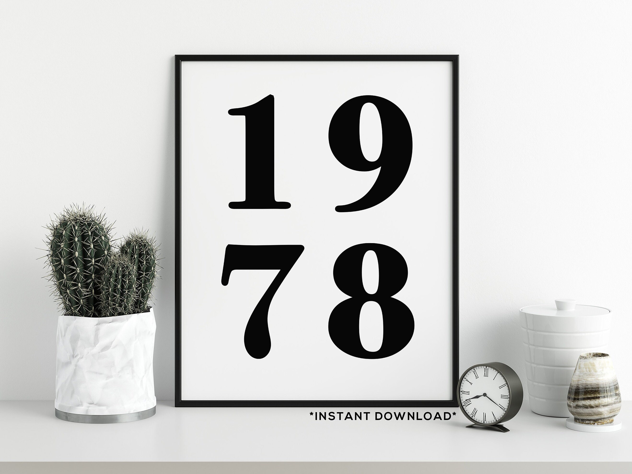 Printable Wall Art 1978 70's Printable Art Black &amp; - Etsy