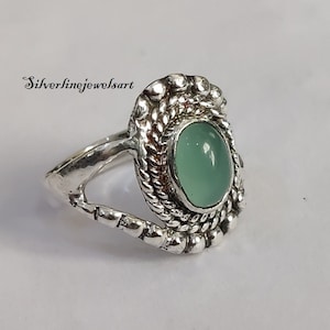 Natural Aqua Chalcedony Ring, 925 Sterling Silver Ring, Handmade Ring, Gemstone Ring, Women Ring, Aqua Chalcedony jewelry, Gift For Her.