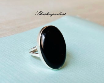 Bague En Argent 925 Et Onyx Vert Ovale - Taille 58 - Marque Délicatement Doux - Neuf Avec étiquettes