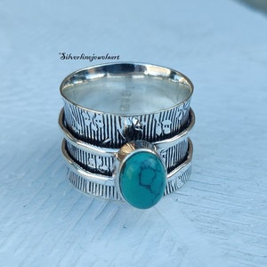 Turquoise Ring, Spinner Ring, Anxiety Ring, Beautiful Ring, 925 Sterling Silver, Worry Ring, Fidget Ring, Christmas Gift, Concentration Ring