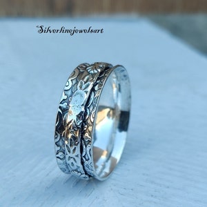 925 Sterling Silver, Spinner Ring, Handmade Ring, Anxiety Ring, Worry Ring, Fidget Ring, Christmas Gift, Concentration Ring