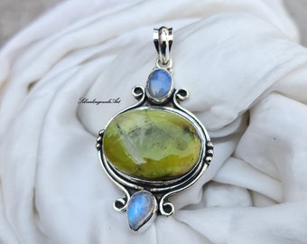 Handmade Madagascar Green Opal Pendant: 925 Sterling Silver Jewelry