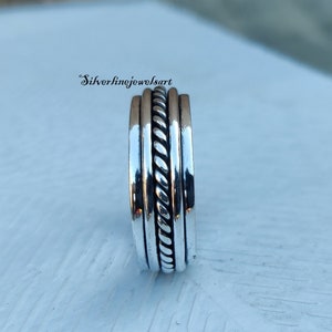 Spinner Ring, Handmade Ring, Anxiety Ring, 925 Sterling Silver, Worry Ring, Fidget Ring, Christmas Gift, Concentration Ring