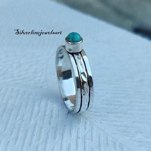 Turquoise Spinner Ring: 925 Sterling Silver Anxiety Fidget Ring