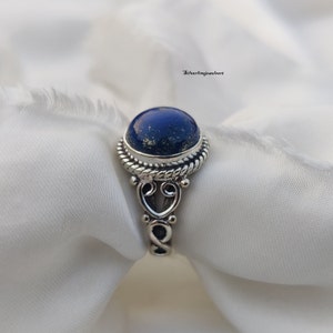 Natural Lapis Lazuli Ring, Handmade Ring, 92.5% Sterling Silver Ring, Silver Ring, 925 Solid Sterling Silver Ring, Boho Ring, Ring for Women