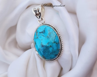 Mohave Blue Turquoise Sterling Silver Pendant Necklace