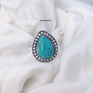 Handmade Oval Turquoise Ring: 925 Sterling Silver Promise Ring