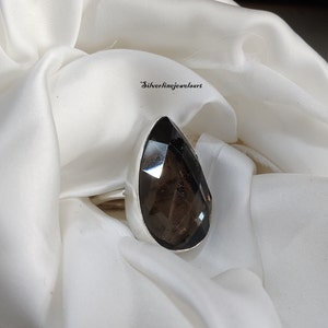 Smoky Ring, 925 Sterling Silver, Band Ring, Handmade Ring, Jewelry. Women Ring, Blessing Ring, Birthstone Ring, Fab Ring, Christmas Gift
