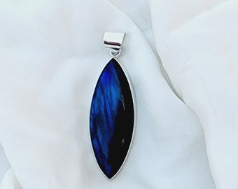 Pierre En Labradorite Rose Poire 37x25x6 Mm - Cabochon Naturel Pour Fabrication De Bijoux DIY
