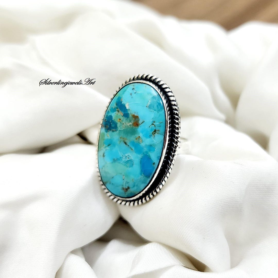 Handmade Kingman Turquoise Ring: Sterling Silver Women's Jewelry - Etsy