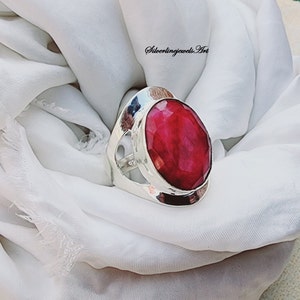 Handmade Oval Ruby Ring: 925 Sterling Silver Gemstone
