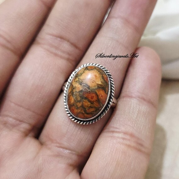 Orange Gemstone Ring: Handmade 925 Sterling Silver Ring - Etsy