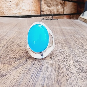 Natural Aqua Chalcedony Ring, 925 Sterling Silver Ring, Handmade Ring, Gemstone Ring, Women Ring, Aqua Chalcedony jewelry, Gift For Her.