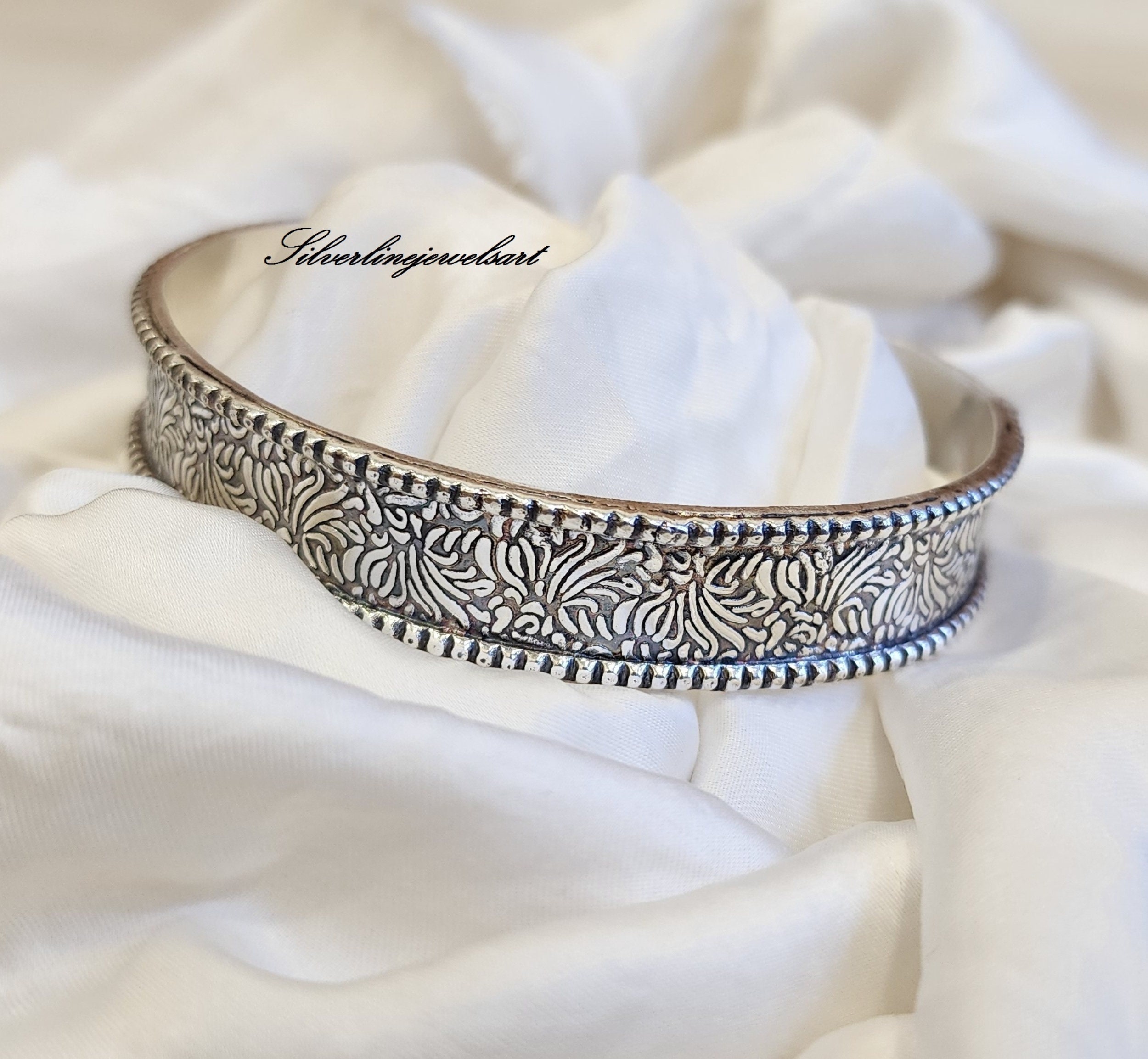 Bracelet Manchette En Argent 925 - Style Brutaliste, Découpé, Large - Taille 6.25 X 1.25 Pouces - Occasion