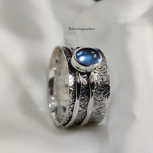 Iolite Spinner Ring: 925 Sterling Silver, September Birthstone