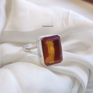 Handgjord fasetterad citrin spinnerring: 925 sterlingsilver
