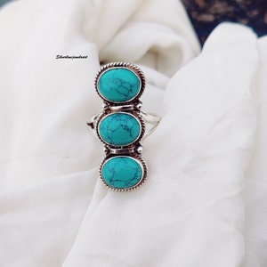 Handmade Turquoise Ring: 925 Sterling Silver, Women&#39;s Jewelry Gift