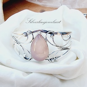 Rose Quartz Bangle, Silver Bangle, 925 Sterling Silver, Natural Quartz, Silver Jewellery, Birthday Gift, Fabulous Bangle, Rare Bangle, Gift.
