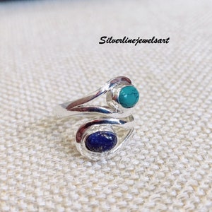Lapis Lazuli Turquoise Ring, 925 sterling silver, handmade ring, silver jewellery, natural gemstone, women ring, designer ring, unique  gift