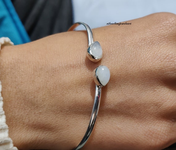 Moonstone Bangle, 925 Sterling Silver Bangle, Beautiful
