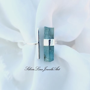 Handmade Aquamarine Quartz 925 Sterling Silver Pencil Ring
