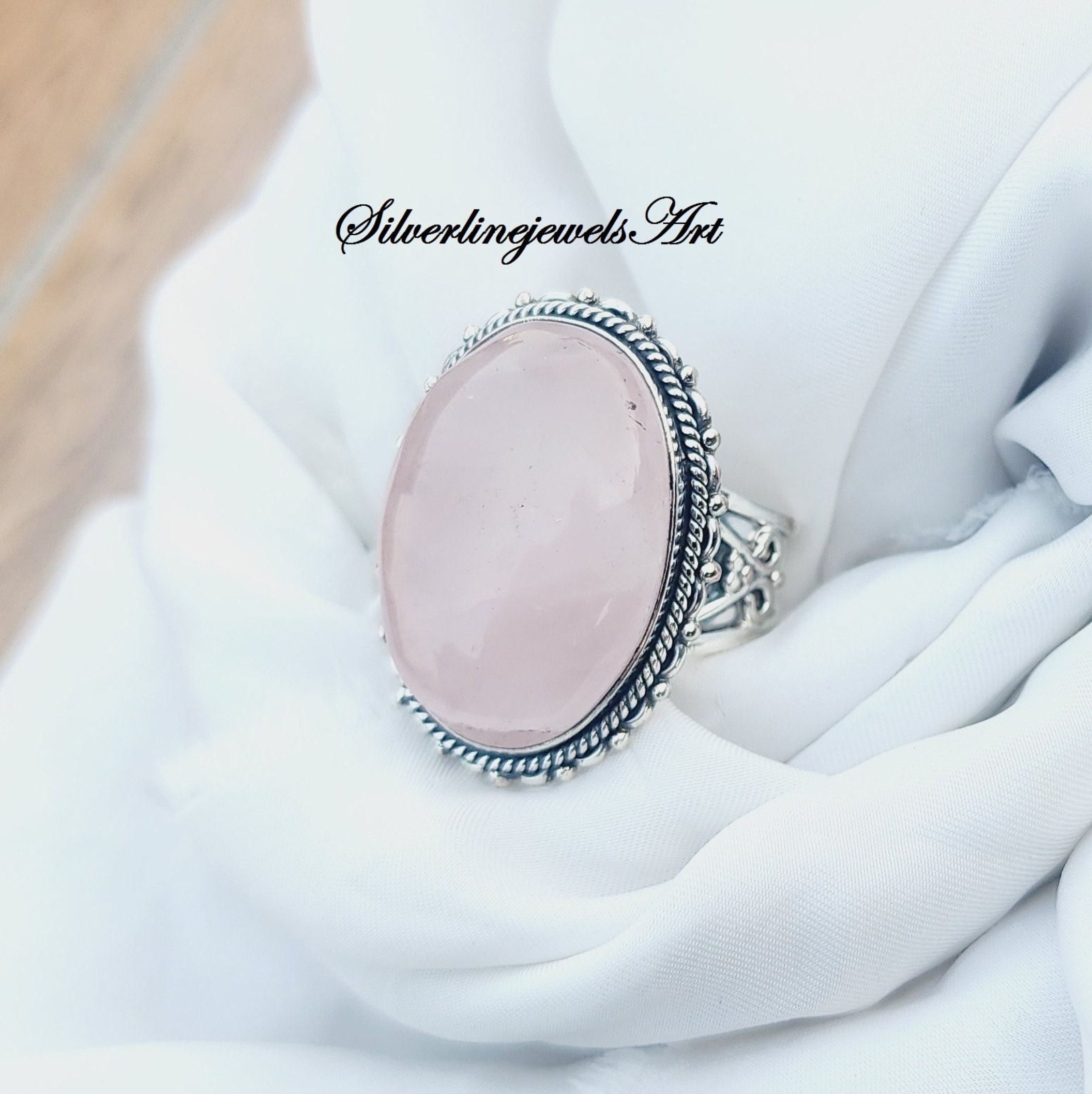 Rose Quartz Ring 92.5% Sterling Silver Ring,handmade Ring