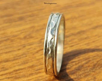 Hammered Pattern Spinner Ring, Spinner Ring, Anxiety Ring, 925 Sterling Silver, Worry Ring, Fidget Ring, Christmas Gift, Concentration Ring