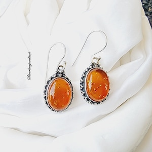 925 sterling silver Earrings,Amber Earrings, Orange Jewellery, Beautiful Earrings, Bridesmaid, Silver Jewelry, Gift for love,friendship Gift