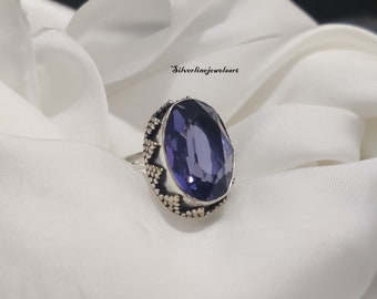 Natural Amethyst Ring, 925 sterling si;lver Purple Amethyst Ring, Amethyst Oval Ring, Amethyst Gemstone Ring, Amazing Quality Amethyst Ring