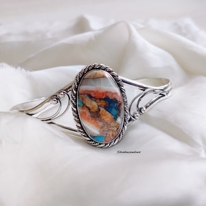 Designer Oyster Copper Turquoise Bangle , 925 Sterling Silver Bangle , Handmade Bangle , Gift for Women , Natural Gemstone Bangle , Gift