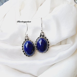 Lapis Lazuli Earrings, Lapis Lazuli Gemstone, Gemstone Earrings, Sterling Silver Earrings, Handmade Earrings, Christmas Gift,Silver Earrings
