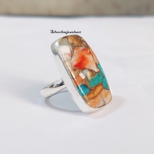 Oyster Copper Turquoise Ring , 925 Sterling Silver Ring , Wedding Ring , Promise Ring , Gift for Women , Silver Jewellery, Gift for her