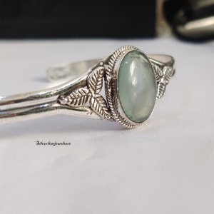 Aquamarine Bangle, 925 Sterling Silver Bangle, Handmade Bracelet, Aquamarine Silver Bangle, Aquamarine Adjustable Bangle, Anniversary Gift
