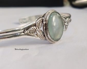 Aquamarine Bangle, 925 Sterling Silver Bangle, Handmade Bracelet, Aquamarine Silver Bangle, Aquamarine Adjustable Bangle, Anniversary Gift