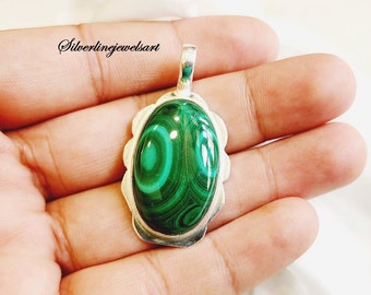 Pendentif Papillon En Malachite Verte - Plaqué Argent 925, Fabrication Inde, Neuf Sans Emballage