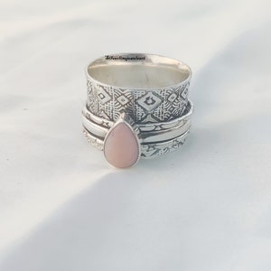 Pink Opal Gemstone Ring, Spinner Ring, 925 Sterling Silver Ring, Natural Opal, Opal Jewellery, Handmade Ring, Women Ring, All Occasion Gift